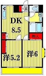 Ｋｓコート 1階2DKの間取り