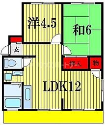 ジュネスＣ 1階2LDKの間取り