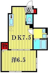 クレアス北松戸 1階1DKの間取り