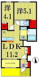 アンブレラ 1階2LDKの間取り