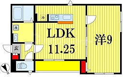グランメゾン南流山 3階1LDKの間取り