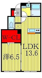 サニーテラス 1階1LDKの間取り