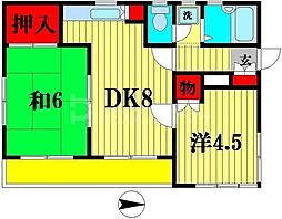 ロイヤルエモンド松戸 3階2DKの間取り