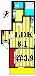 YSA南流山 3階1LDKの間取り