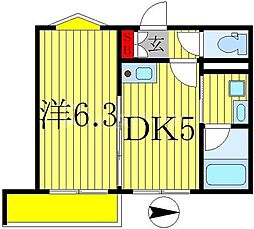 クロレ南流山2 1DKの間取図画像