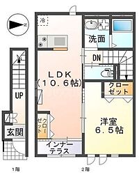 スカイテラス 1LDKの間取図画像