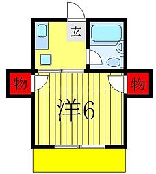 グリーンコーポ 1Kの間取図画像