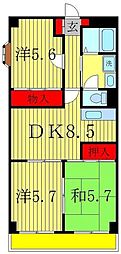 第5千代田マンション 3DKの間取図画像