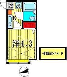 ヒルトップ北松戸 1Kの間取図画像