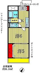 レジデンス響 2Kの間取図画像