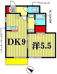 シティハイム 1LDKの間取図画像