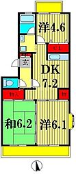 レグルス松戸B 3DKの間取図画像