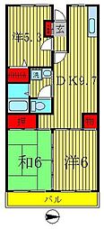 グランドール北小金 3DKの間取図画像