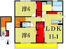 ムーンリバーA 2LDKの間取図画像