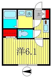CRASTINE西馬橋1丁目 1Kの間取図画像
