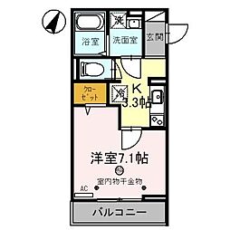 フォンテ 2階1Kの間取り