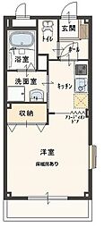 グランミュール 1階1Kの間取り