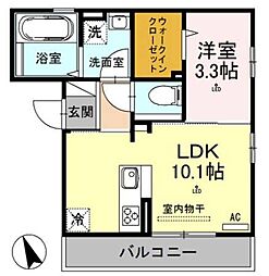 デュオコリーヌ 2階1LDKの間取り
