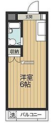 インセゾン弐番館 3階ワンルームの間取り