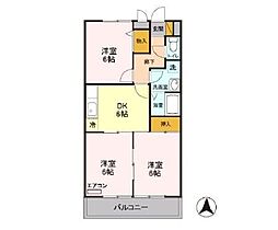 プレヤーデン B 3階3DKの間取り
