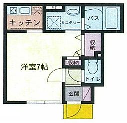 ロードクレスト 1階1Kの間取り