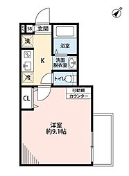 グロースリング新所沢 3階1Kの間取り