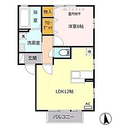 サンモール(入間) 2階1LDKの間取り