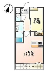 コレンテ 1階1LDKの間取り