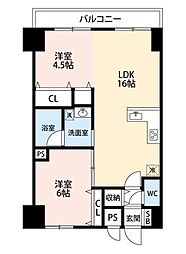 マルナカビレッジ壱番館 2階2LDKの間取り