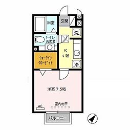 バンブーボックス 1階1Kの間取り