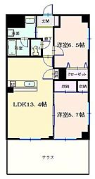 グリーンライズ南台 1階2LDKの間取り