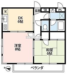センチュリー新井 2DKの間取図画像