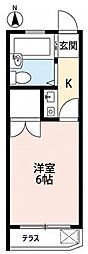 AADO所沢 1Kの間取図画像