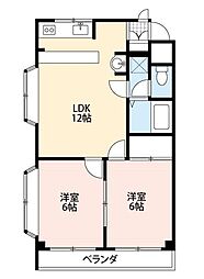 美原ハイム 2LDKの間取図画像