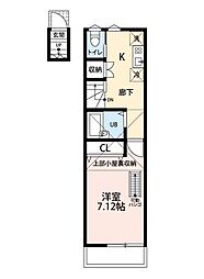 アイコート所沢 1Kの間取図画像