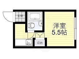 白梅ハウス ワンルームの間取図画像