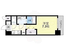 S-RESIDENCE三国WEST 8階1Kの間取り