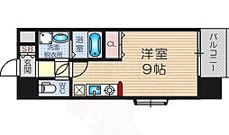 エクセレント上新18 15階ワンルームの間取り