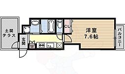 ウィング新北野 3階1Kの間取り
