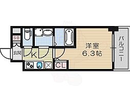 エスリード新北野グランリンク 2階1Kの間取り