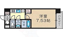 リッツ加島 8階1Kの間取り