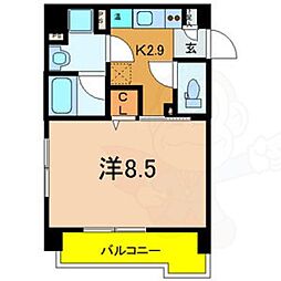 エナブル塚本2 5階1Kの間取り