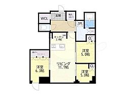 ジオタワー大阪十三 3LDKの間取図画像
