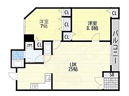 クリエール三津屋 2LDKの間取図画像