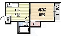 サンハイツ十三 1DKの間取図画像