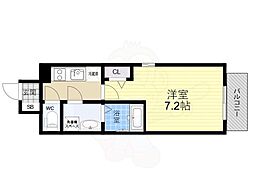 Attirant西三国 1Kの間取図画像