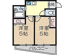 木川東エクセルハイツ 2Kの間取図画像