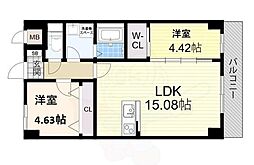 豊中市三和町1丁目マンション 2LDKの間取図画像