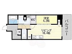 ジオタワー大阪十三 1LDKの間取図画像