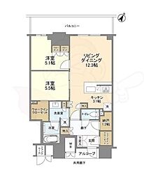 ジオタワー大阪十三 2LDKの間取図画像